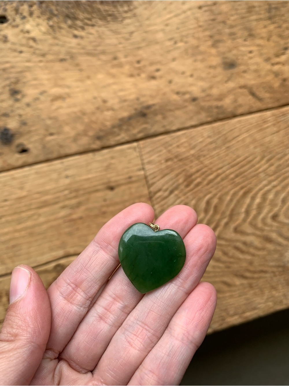 Vintage Green Jade Heart Pendant